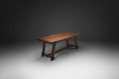  Aranjou Brutalist Solid Elm Dining Table by Aranjou France Mid 20th Century - 4647015