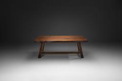  Aranjou Brutalist Solid Elm Dining Table by Aranjou France Mid 20th Century - 4647074