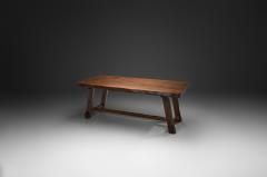  Aranjou Brutalist Solid Elm Dining Table by Aranjou France Mid 20th Century - 4647075