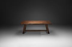  Aranjou Brutalist Solid Elm Dining Table by Aranjou France Mid 20th Century - 4647076