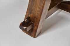  Aranjou Brutalist Solid Elm Dining Table by Aranjou France Mid 20th Century - 4683677