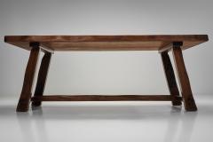  Aranjou Brutalist Solid Elm Dining Table by Aranjou France Mid 20th Century - 4683689