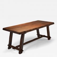  Aranjou Brutalist Solid Elm Dining Table by Aranjou France Mid 20th Century - 4684887