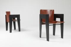  Arco Black Oak and Brown Leather Arco Chairs 1980s - 1216594