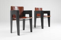  Arco Black Oak and Brown Leather Arco Chairs 1980s - 1216597