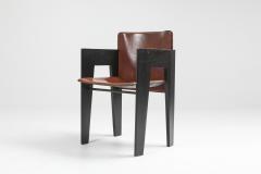  Arco Black Oak and Brown Leather Arco Chairs 1980s - 1216600
