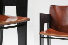  Arco Black Oak and Brown Leather Arco Chairs 1980s - 1216603