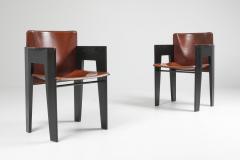  Arco Black Oak and Brown Leather Arco Chairs 1980s - 1216604