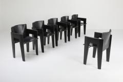  Arco Black Oak and Leather Arco Dining Chairs 1980s - 1226143