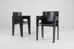  Arco Black Oak and Leather Arco Dining Chairs 1980s - 1226145