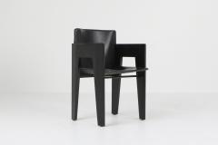  Arco Black Oak and Leather Arco Dining Chairs 1980s - 1226147