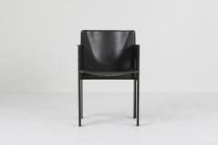  Arco Black Oak and Leather Arco Dining Chairs 1980s - 1226148