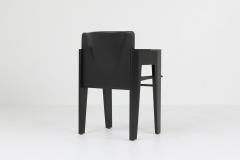  Arco Black Oak and Leather Arco Dining Chairs 1980s - 1226149