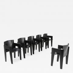  Arco Black Oak and Leather Arco Dining Chairs 1980s - 1226687