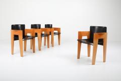  Arco Post modern Sculptural Leather Wood Chairs By Arco 1980s - 1248819