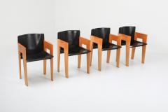  Arco Post modern Sculptural Leather Wood Chairs By Arco 1980s - 1248820