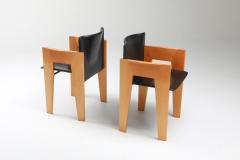  Arco Post modern Sculptural Leather Wood Chairs By Arco 1980s - 1248822