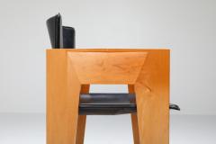  Arco Post modern Sculptural Leather Wood Chairs By Arco 1980s - 1248825