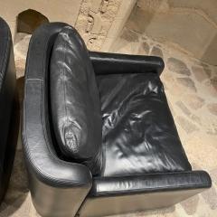 Arflex 1980s Italian Black Leather Club Lounge Chairs Low Profile by Arflex of Italy - 2464444