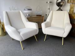  Arflex Mid Century Pair of Armchairs Boucl Fabric Brass by Arflex Italy 1960s - 2337803