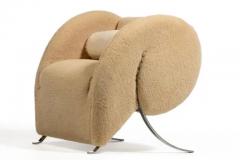  Arflex Sculptural Italian Chair by Arflex in Hand Sewn Champagne Shearling Hides c 1991 - 4117957