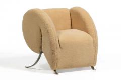  Arflex Sculptural Italian Chair by Arflex in Hand Sewn Champagne Shearling Hides c 1991 - 4117961
