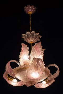  Aristi Barovier Art Deco Pink Ninfea Murano Glass Chandelier by Barovier Italy 1940 - 3613829