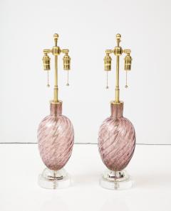  Aristi Barovier Pair of Mid Century Amethyst Colored Murano Glass Lamps by Barovier  - 3216777