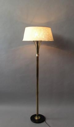  Arlus Fine French 1950s Brass and Black Metal Floor Lamp by Arlus - 402199