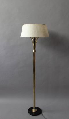  Arlus Fine French 1950s Brass and Black Metal Floor Lamp by Arlus - 402200