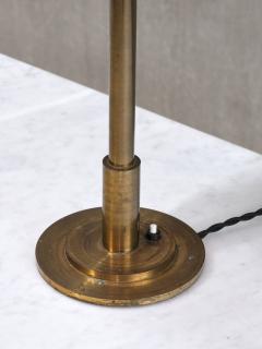  Armani Casa Danish Modern Patinated Brass Table Lamp with Tussah Silk Shade 1950s - 4446363