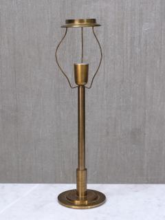 Armani Casa Danish Modern Patinated Brass Table Lamp with Tussah Silk Shade 1950s - 4446364