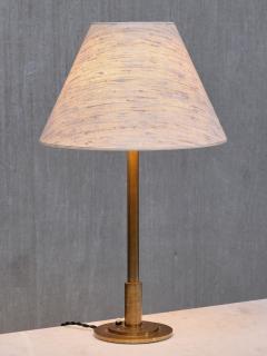  Armani Casa Danish Modern Patinated Brass Table Lamp with Tussah Silk Shade 1950s - 4446368