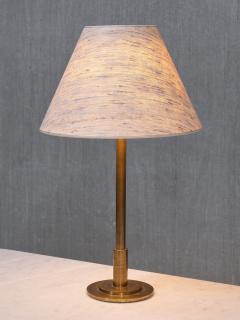  Armani Casa Danish Modern Patinated Brass Table Lamp with Tussah Silk Shade 1950s - 4446370