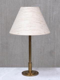  Armani Casa Danish Modern Patinated Brass Table Lamp with Tussah Silk Shade 1950s - 4446371