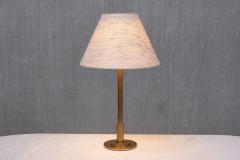  Armani Casa Danish Modern Patinated Brass Table Lamp with Tussah Silk Shade 1950s - 4446372