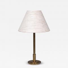  Armani Casa Danish Modern Patinated Brass Table Lamp with Tussah Silk Shade 1950s - 4447185