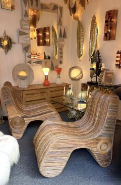  Arpex Pair of Rattan Slipper Chairs Italy 1980s - 4610977