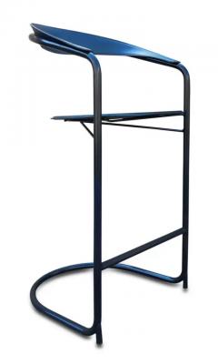  Arrben Italy 5 Post Modern Arrben Italy Canasta Bar Stools Leather Enameled Tubular Steel - 3862640