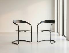  Arrben Italy Pair of Post Modern Arrben Italy Canasta Arm Chairs in Leather - 4472288