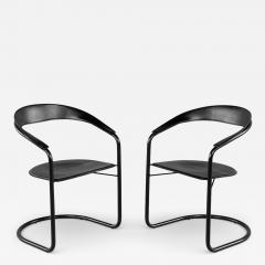  Arrben Italy Pair of Post Modern Arrben Italy Canasta Arm Chairs in Leather - 4475289