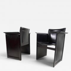  Arrben Italy Set of 2 Arrben Solaria Black Leather Chairs by Tito Agnoli 1970 - 4751748