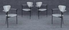  Arrben Italy Set of Four Arrben Marilyn Chairs in Gray Leather Black Chrome Made in Italy - 3387618