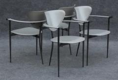  Arrben Italy Set of Four Arrben Marilyn Chairs in Gray Leather Black Chrome Made in Italy - 3387622