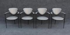  Arrben Italy Set of Four Arrben Marilyn Chairs in Gray Leather Black Chrome Made in Italy - 3387623