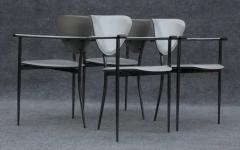  Arrben Italy Set of Four Arrben Marilyn Chairs in Gray Leather Black Chrome Made in Italy - 3387643