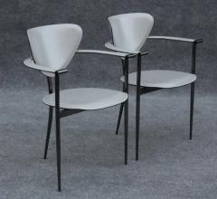  Arrben Italy Set of Four Arrben Marilyn Chairs in Gray Leather Black Chrome Made in Italy - 3387649