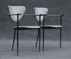  Arrben Italy Set of Four Arrben Marilyn Chairs in Gray Leather Black Chrome Made in Italy - 3387650