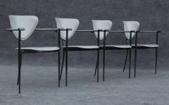  Arrben Italy Set of Four Arrben Marilyn Chairs in Gray Leather Black Chrome Made in Italy - 3387653