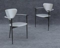  Arrben Italy Set of Four Arrben Marilyn Chairs in Gray Leather Black Chrome Made in Italy - 3387657